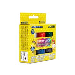 TINTA GUACHE 06 CORES SORTIDO GLITER FANTASIA 15ML ACRILEX