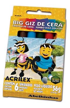 GIZAO CERA 6 CORES BIG GIZ ACRILEX