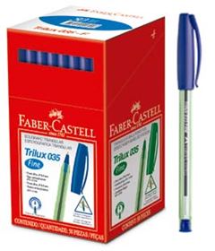 CANETA ESFEROGRAFICA FABER TRILUX FINA AZUL