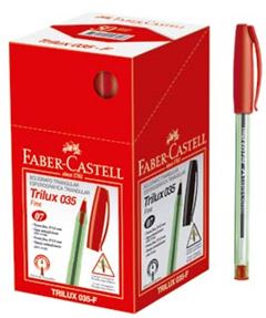 CANETA ESFEROGRAFICA FABER TRILUX FINA VERMELHA