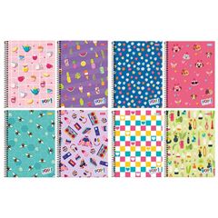 CADERNO 01X1 ESPIRAL 96 FOLHAS CAPA DURA POP COLLECTION FORONI