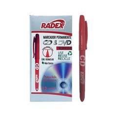 MARCADOR PERMANENTE CD/DVD RADEX 2MM VERMELHO