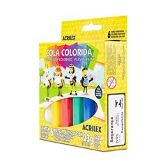 COLA COLORIDA ESTOJO 6 CORES ACRICOR ACRILEX