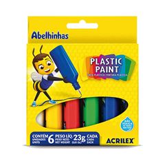 TINTA PLASTICA 6 CORES SORTIDAS ACRILEX 20ML