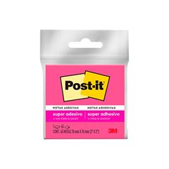 RECADO ADESIVO POST-IT 3M 654 76X76 45 FOLHAS ROSA NEON